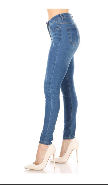 Skinny High Waisted Jeans Medium Blue