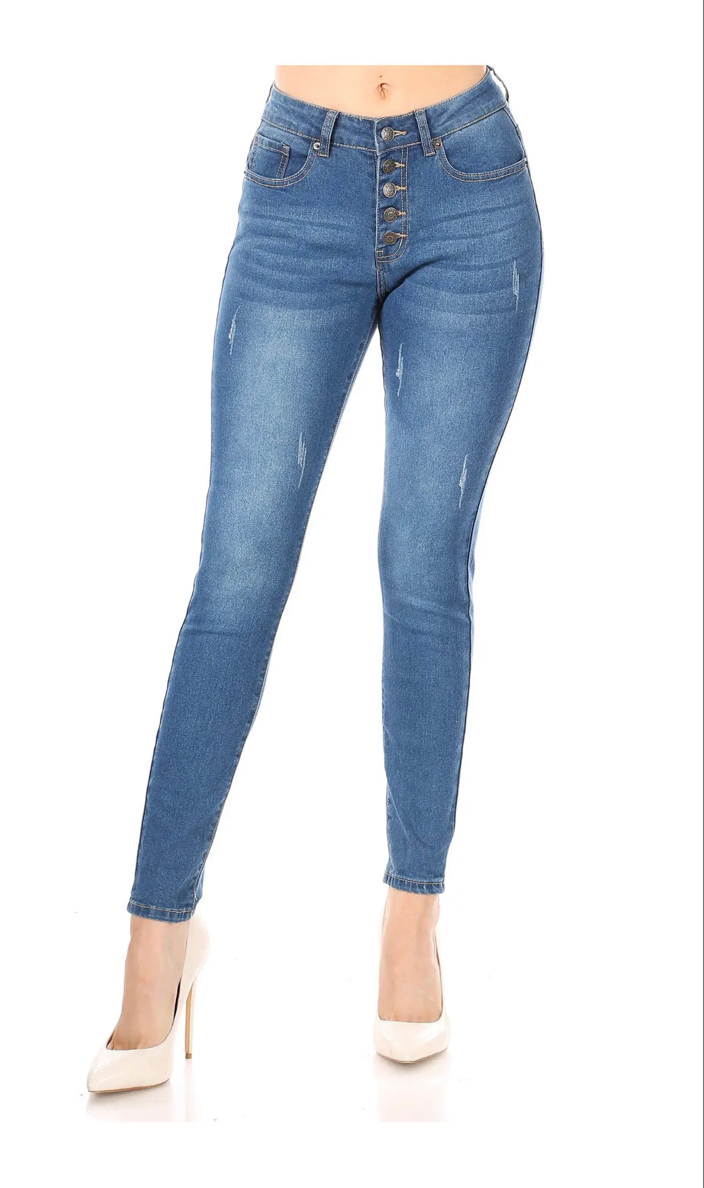 Skinny High Waisted Jeans Medium Blue