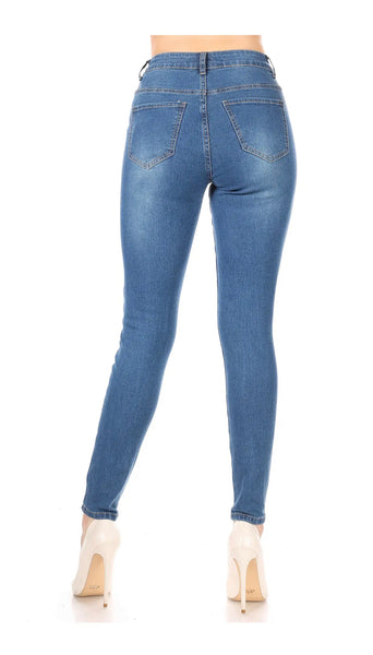 Skinny High Waisted Jeans Medium Blue