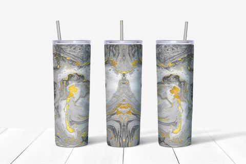 Skinny Tumbler - Marble Grey & Gold