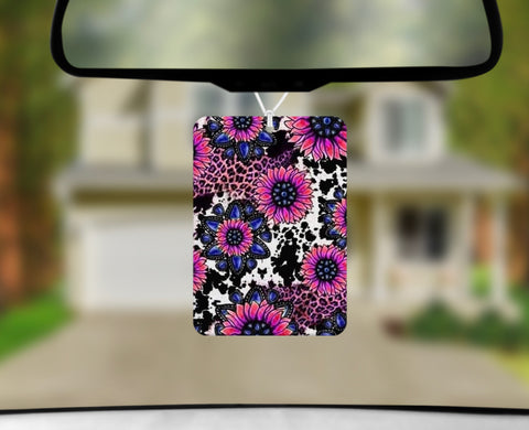 Car Freshener - Sunflower w/ Cow & Cheetah Print