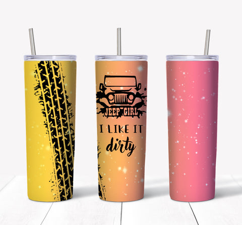 Skinny Tumbler - Jeep Girl Tire Marks 5