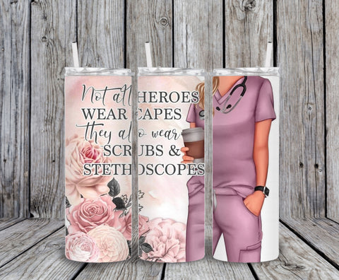 Skinny Tumbler - Pink Health Care Flowers