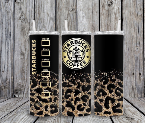 Skinny Tumbler - Dtarbs Leopard To Black Fade