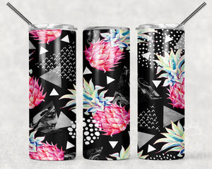 Skinny Tumbler -Pineapple Pink-Black Back