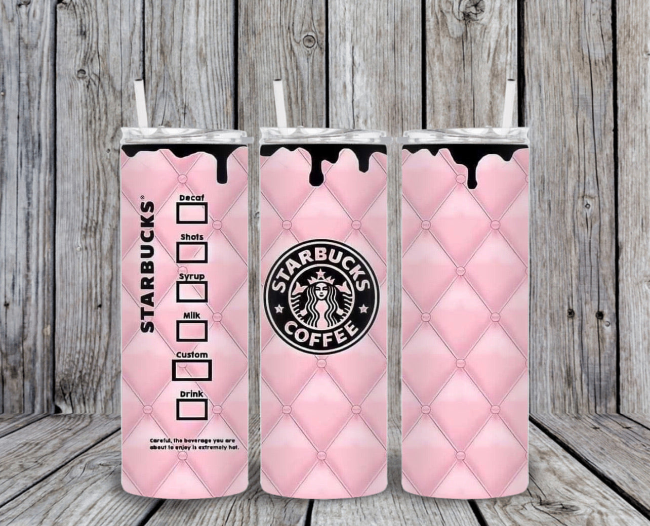 Skinny Tumbler - Starbs Pink Quilted