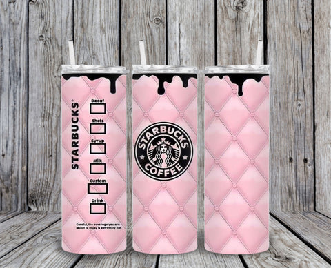 Skinny Tumbler - Starbs Pink Quilted