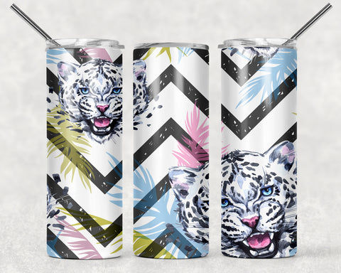 Skinny Tumbler - Tiger Black & White Stripes