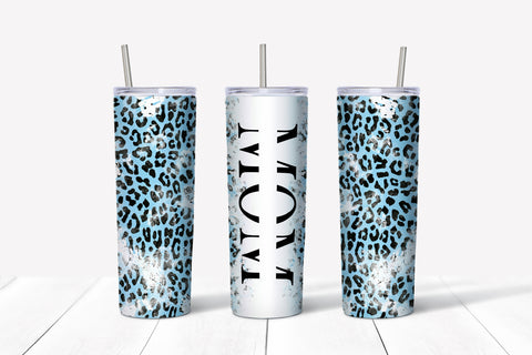 Skinny Tumbler - Mom Blue Leopard