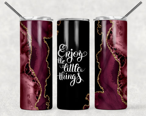 Skinny Tumbler - Enjoy Little Things Black/Burgundy