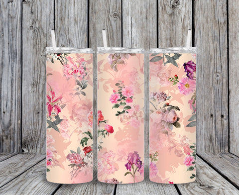 Skinny Tumbler - Pink With Flowers