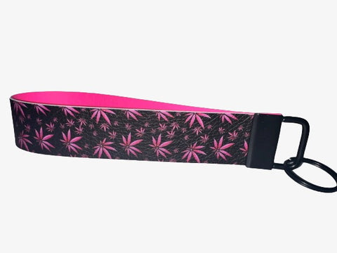 Wristlet Keychain - Pot Leaf Pink