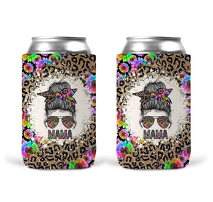 Can Koozie - Mama Leopard Colour Flowers