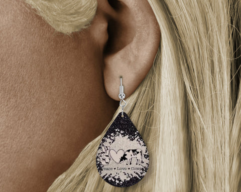 Teardrop Earring - Peace love cows