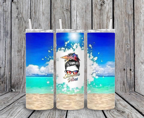 Skinny Tumbler - Summer Vibes Beach
