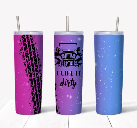 Skinny Tumbler - Jeep Girl Tire Marks 12