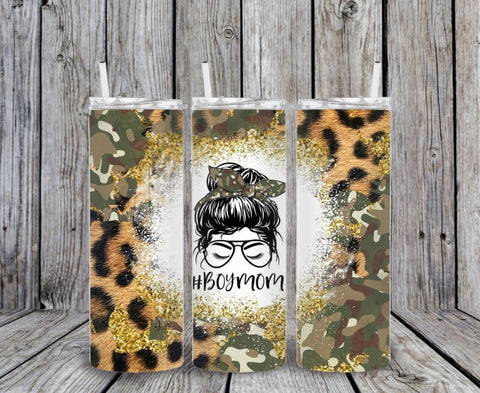 Skinny Tumbler - Boy Mom Camo/Leopard