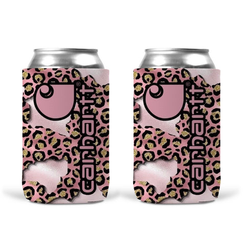 Can Koozie - Pink Leopard Carh