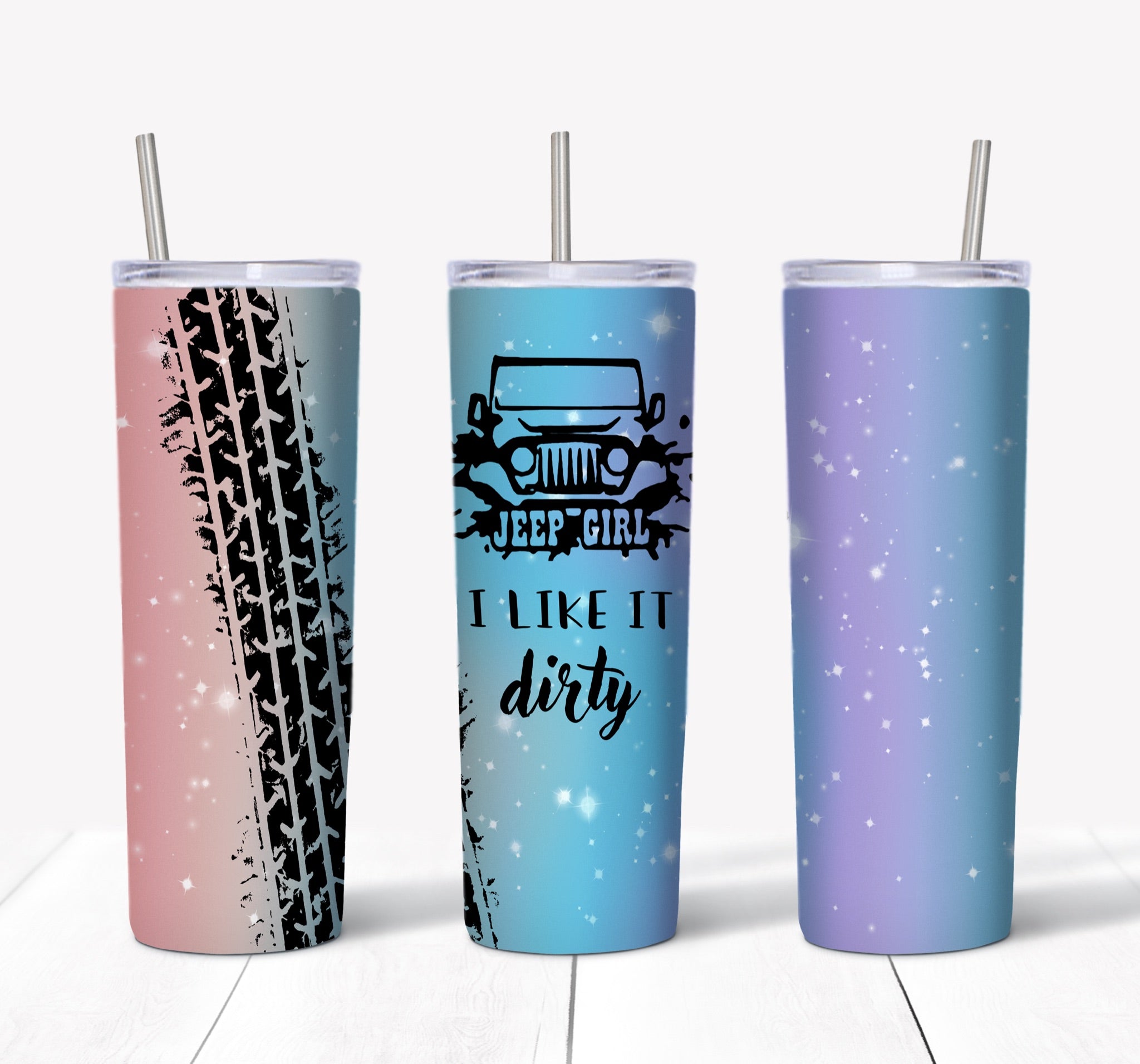 Skinny Tumbler - Jeep Girl Tire Marks 9