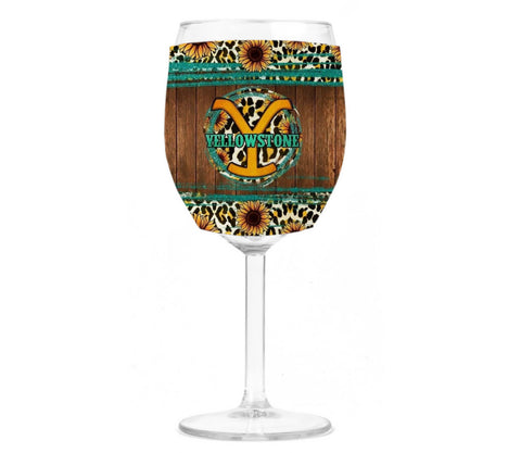 Wine Koozie - Yellowstone Wood Sunflower