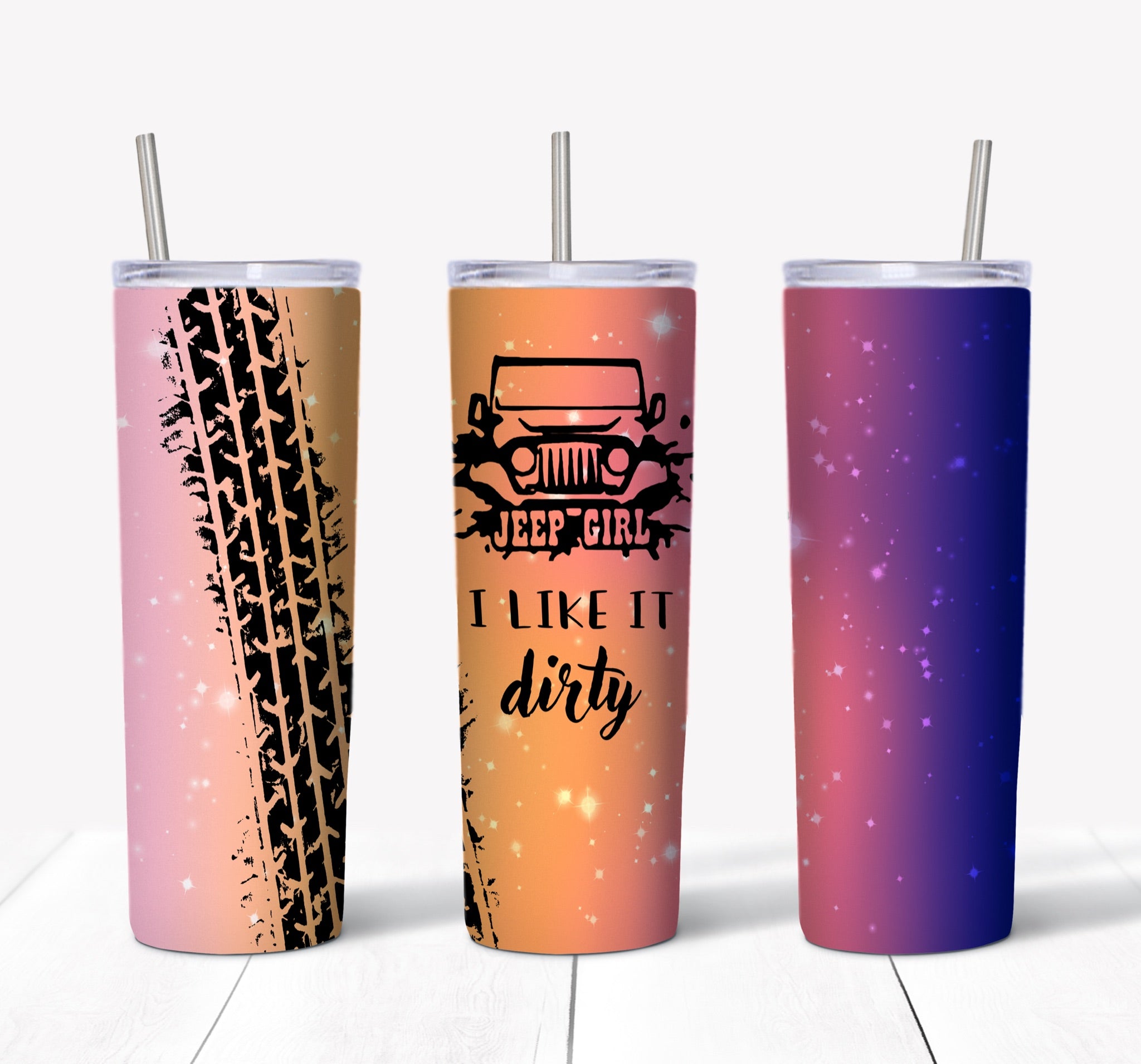 Skinny Tumbler - Jeep Girl Tire Marks 13