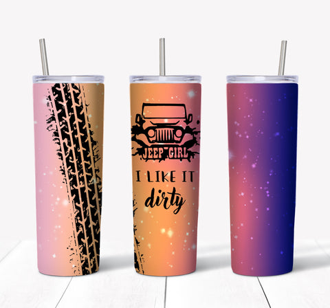 Skinny Tumbler - Jeep Girl Tire Marks 13