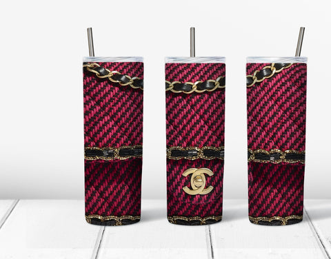 Skinny Tumbler -CC Fabric With Chains