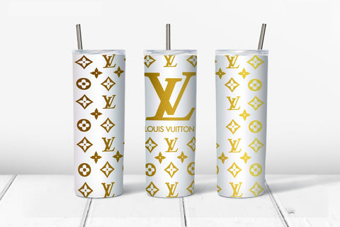 Skinny Tumbler - Louis White With Gold