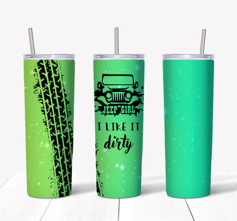 Skinny Tumbler - Jeep Girl Tire Marks 7