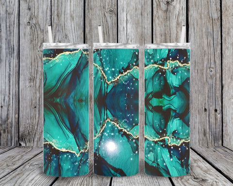 Skinny Tumbler - Green Marble