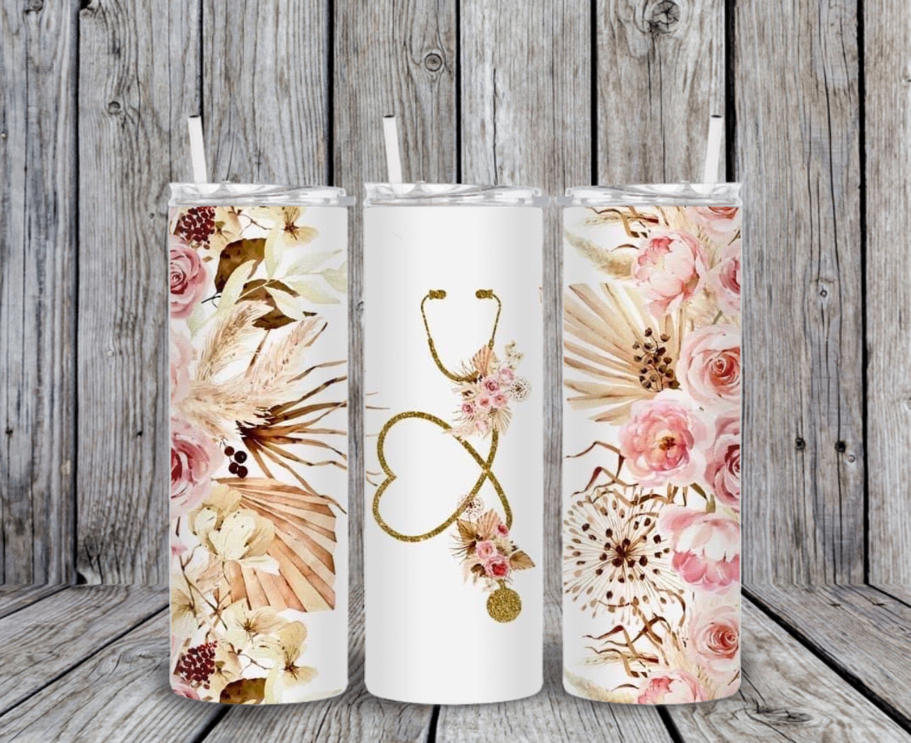 Skinny Tumbler - Flower Stethoscope