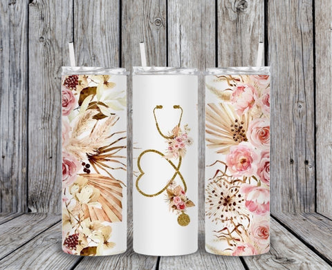 Skinny Tumbler - Flower Stethoscope