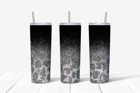 Skinny Tumbler - Silver/Black Leopard Fade