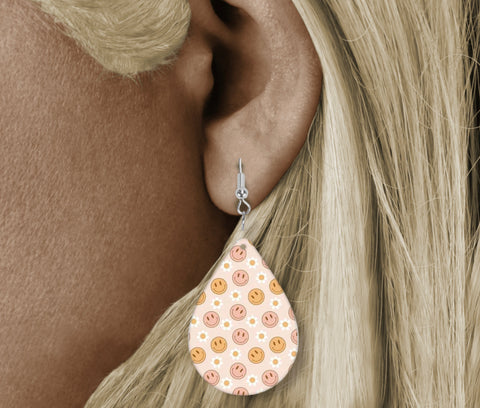 Teardrop Earring - smiley faces