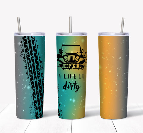 Skinny Tumbler - Jeep Girl Tire Marks 10