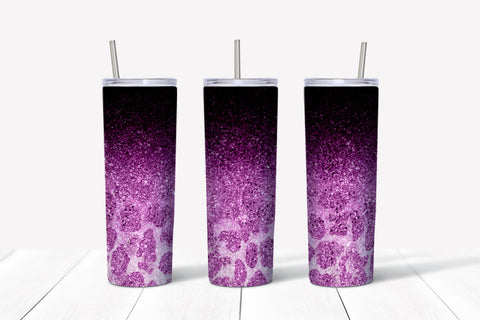 Skinny Tumbler - Purple/Black Cheetah Sparkle