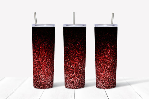 Skinny Tumbler -Red/Black Sparkle Fade