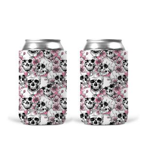 Can Koozie - Pink Floral Skull