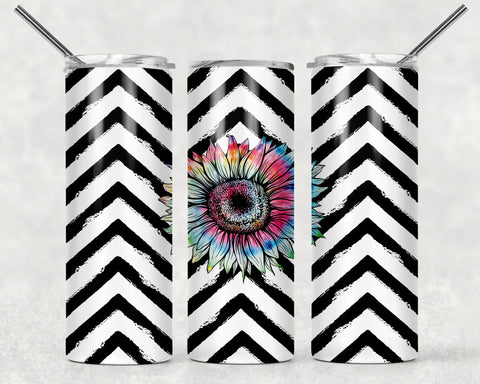 Skinny Tumbler - Sunflower Black/White Up Arrows
