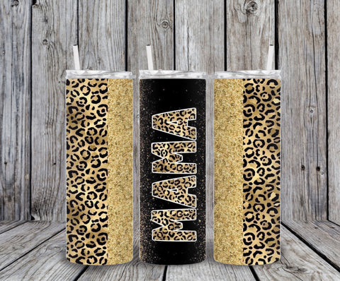 Skinny Tumbler - Mama Gold/Gold Leapord