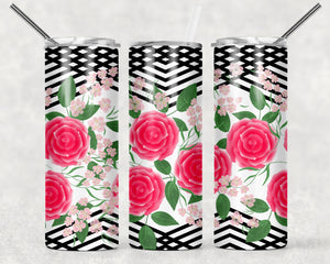 Skinny Tumbler - Roses Black Lines