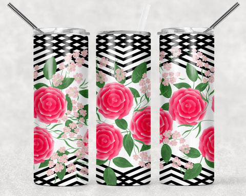 Skinny Tumbler - Roses Black Lines
