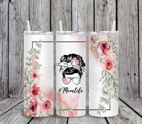 Skinny Tumbler -Mom Life Roses