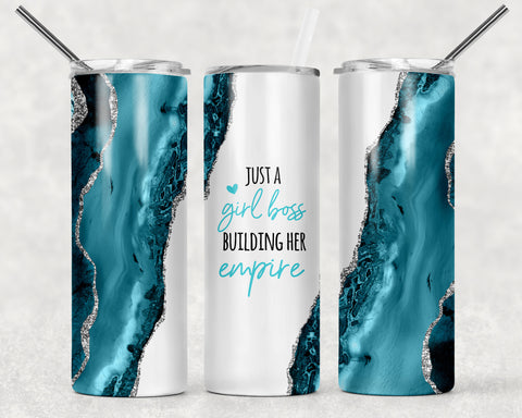 Skinny Tumbler - Girl Boss White Bak Blue Side