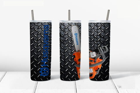 Skinny Tumbler - Chain Saw H Dark Checker