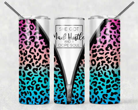 Skinny Tumbler -Zipper Mar Hustle Leopard