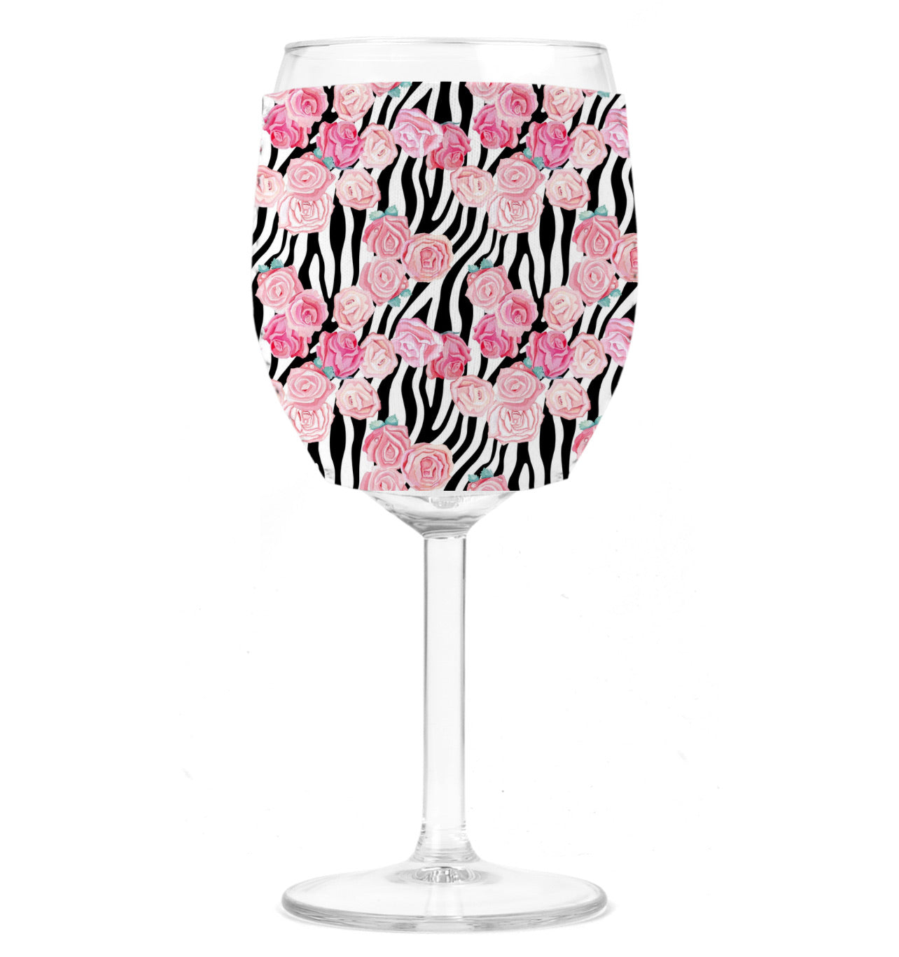 Wine Koozie - Floral Zebra