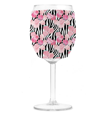 Wine Koozie - Floral Zebra