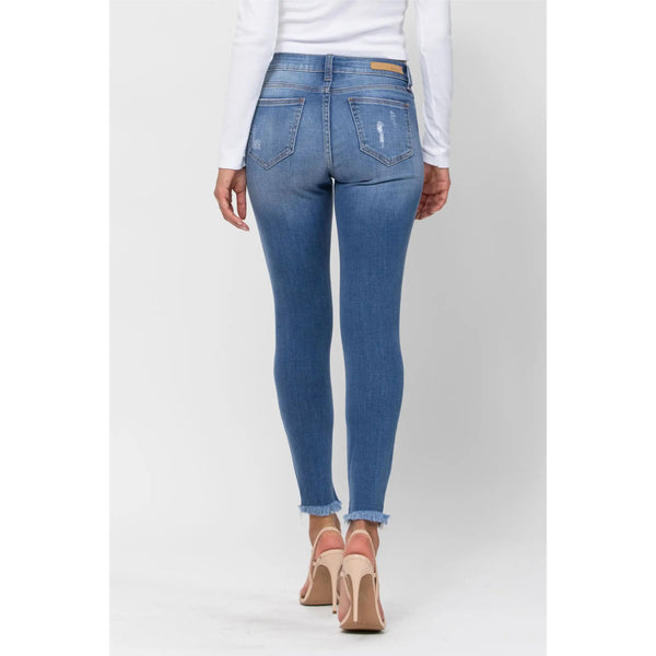 Mid Rise Classic Wash Destroyed Jeans