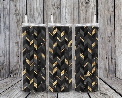 Skinny Tumbler - Black & Gold Stained Glass